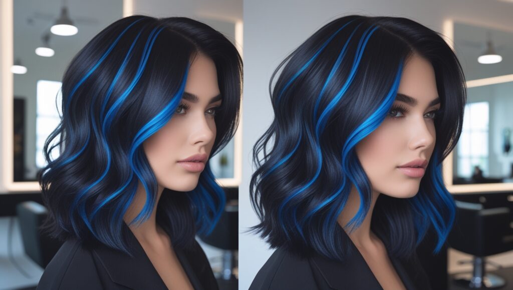 Electric Blue Streaks Hair Style