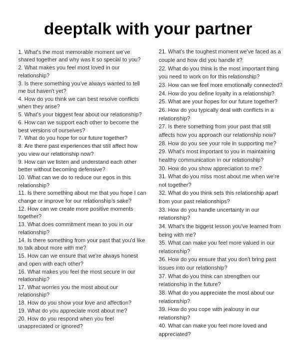 Deep Questions to Ask Your Partner