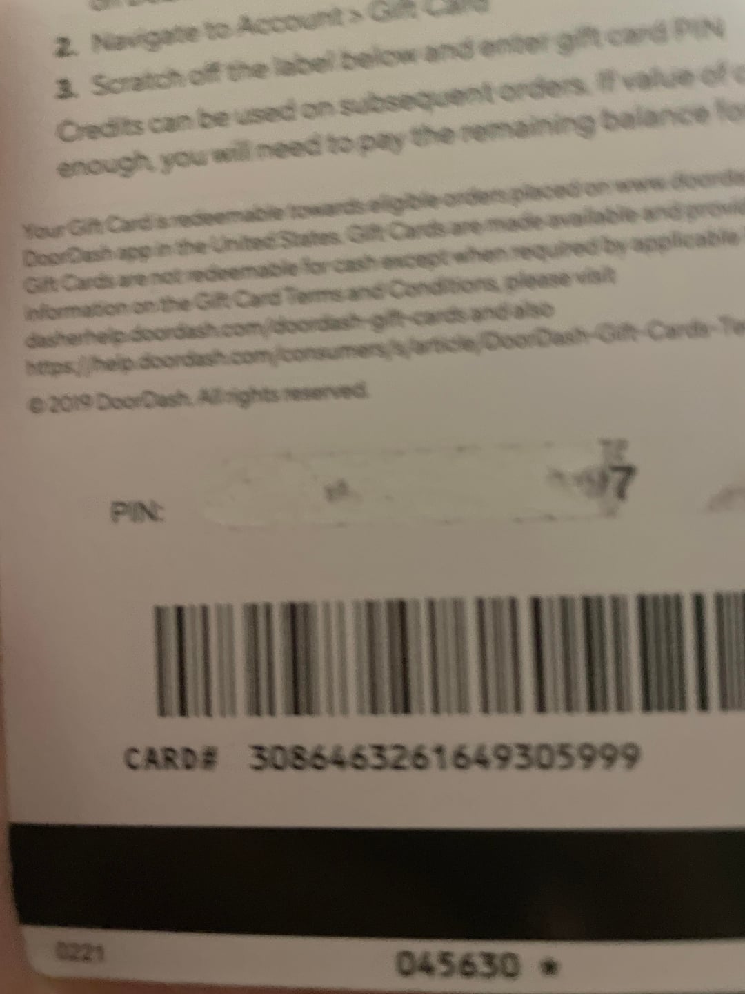 Doordash Gift Card Pin Not Working